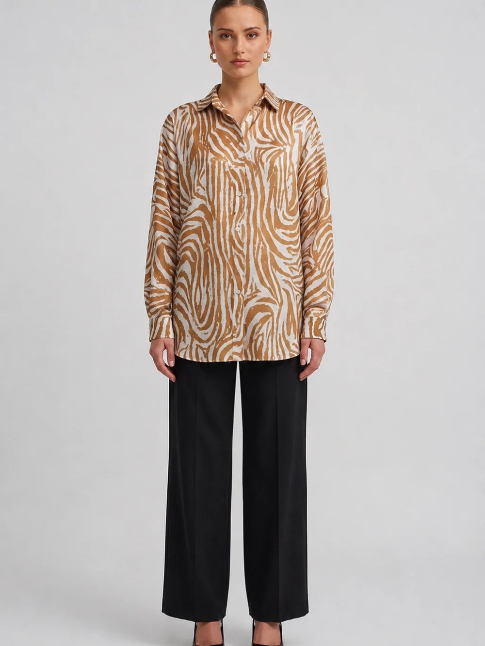 a new day Tan & White Printed Button-Down Shirt